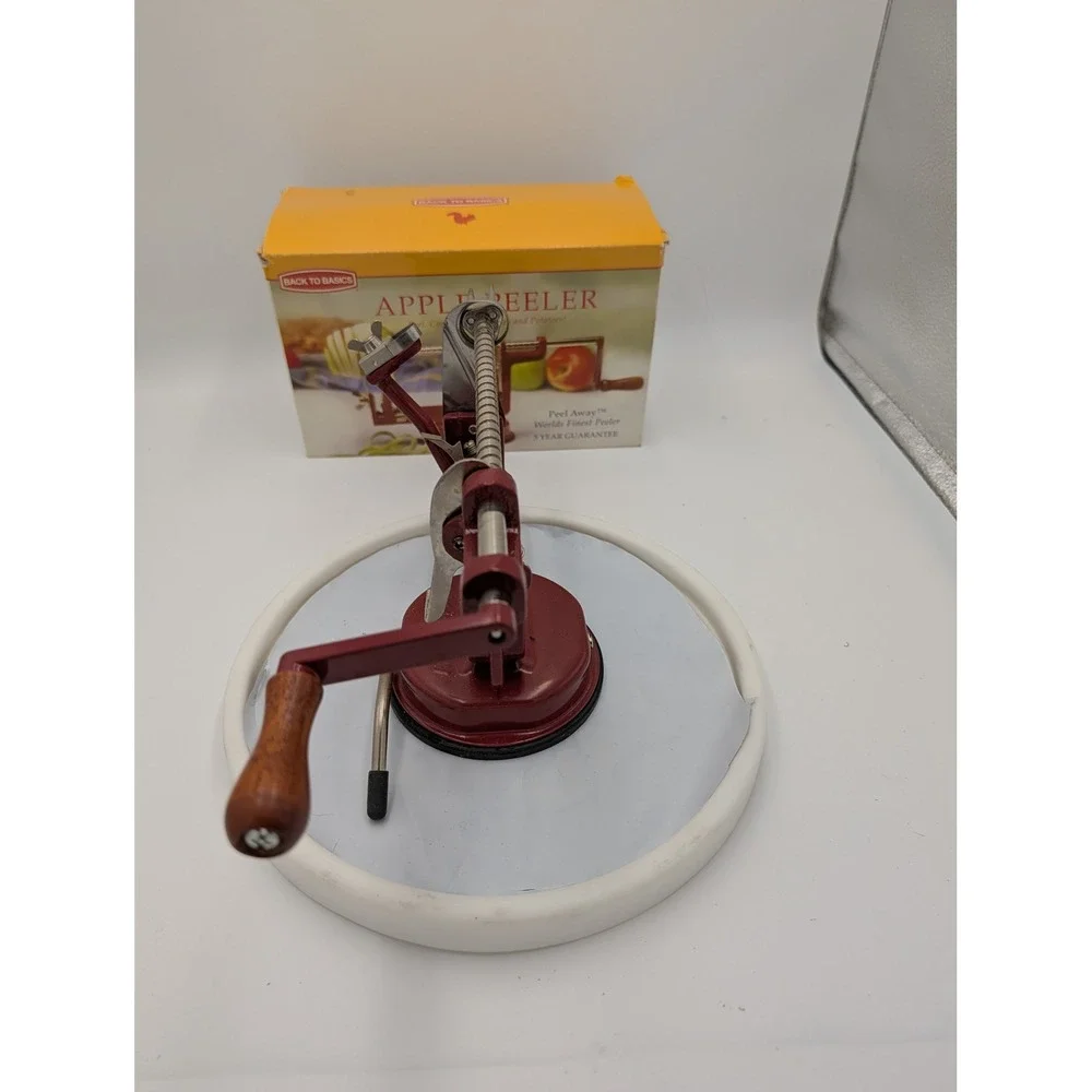 Back‎ to Basics Peel Away Apple Peeler Red Cast Iron Suction Base Corer Slicer